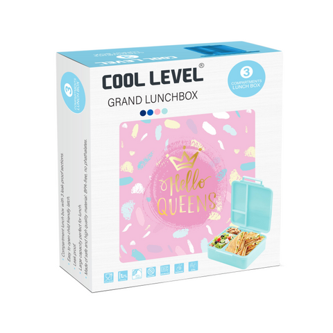 Cool Level, Divided Healthy Food Container - Pink Patterned