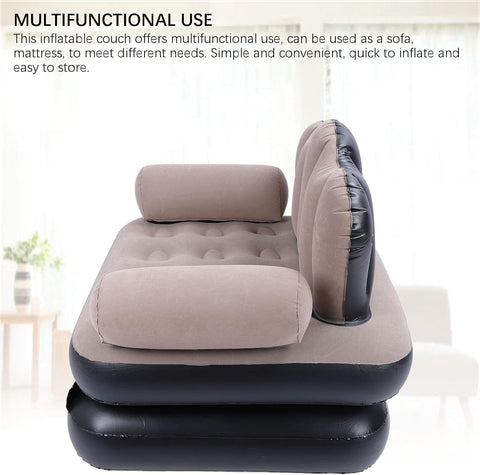 Inflatable Pull-Out Sofa Bed with Ergonomic Backrest, Footrest & Pillow