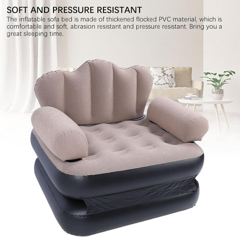 Inflatable Pull-Out Sofa Bed with Ergonomic Backrest, Footrest & Pillow