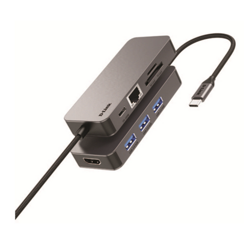 D-Link USB hub with multiple ports on a white background