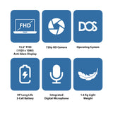 HP 15-FD0146NE - 15.6" FHD / i7 / 8GB / 512GB (NVMe M.2 SSD) / DOS (Without OS) / 1YW / Natural Silver - Laptop