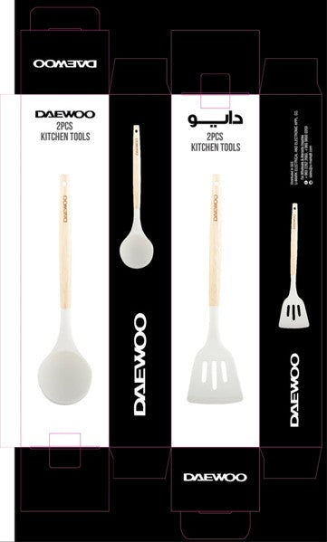 Practical Wooden Handle two-Piece Food Grade Silicone Kitchenware Set with Anti-Slip Spatula Spoon High Temperature Resistance