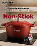 Daewoo Granite Casserole with Lid - Size 28 cm - Red