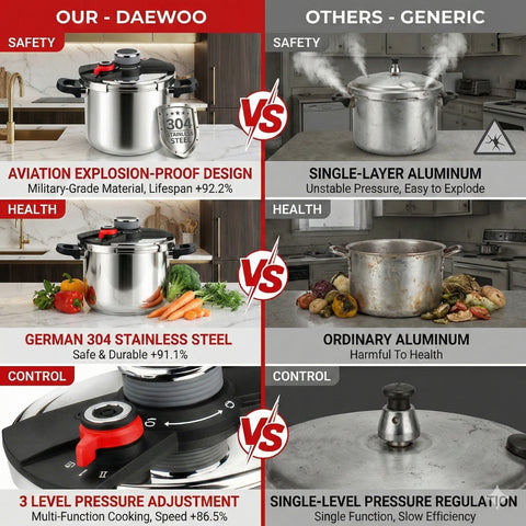 Daewoo 3-In-1 Stainless Steel Pressure Cooker 8L - 3 PSI Settings