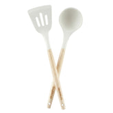 Practical Wooden Handle two-Piece Food Grade Silicone Kitchenware Set with Anti-Slip Spatula Spoon High Temperature Resistance