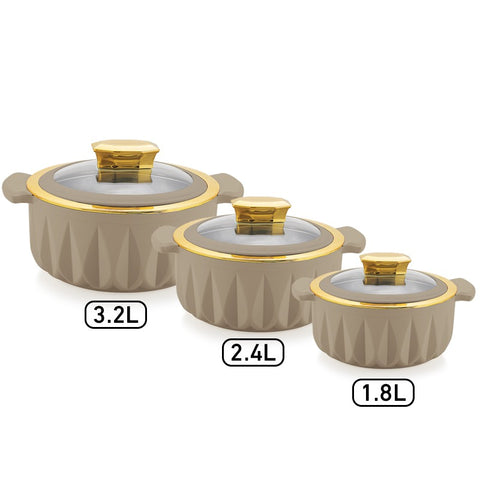 Daewoo Thermoware Casserole Set – 3 Pieces (3.2L, 2.4L, 1.8L)