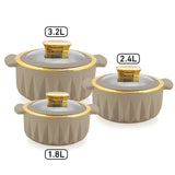 Daewoo Thermoware Casserole Set – 3 Pieces (3.2L, 2.4L, 1.8L)