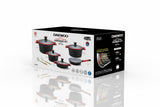 Daewoo X Series 11 Piece Granite Cooking Set (32,28,24 cm Pot, 28 cm Pan, 28 cm Casserole), 2 Pcs of Utensil Tools - Black/Red