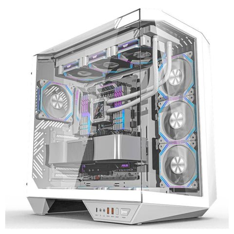 DarkFlash DY470 ATX Mid Tower Gaming Case - White (4 ARGB Fans Included)