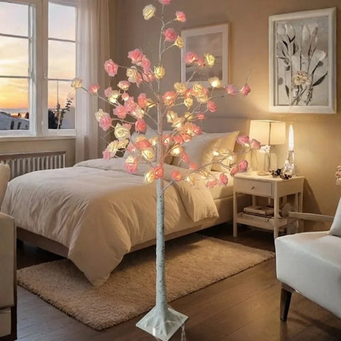 Decorative LED Blossom Flower Tree Lamp with Warm Ambient Lighting & Stable Floor Base - 130 CM