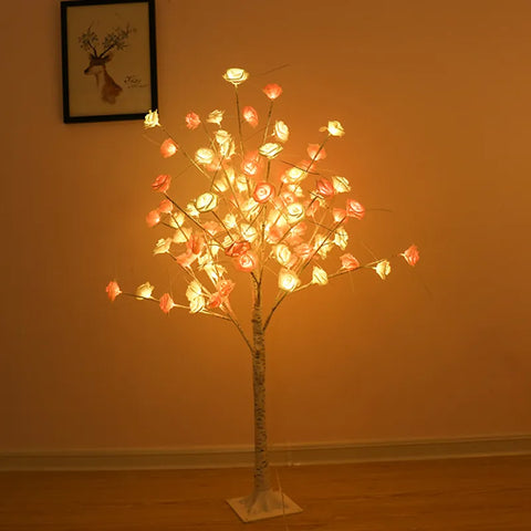 Decorative LED Blossom Flower Tree Lamp with Warm Ambient Lighting & Stable Floor Base - 130 CM