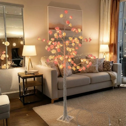 Decorative LED Blossom Flower Tree Lamp with Warm Ambient Lighting & Stable Floor Base - 130 CM