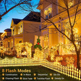 Decorative LED Fence Lights with Multiple Lighting Modes & Easy Clip-On Installation - Set of 8, Warm White - 280 × 28.5 CM