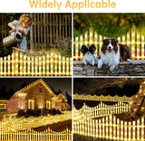 Decorative LED Fence Lights with Multiple Lighting Modes & Easy Clip-On Installation - Set of 8, Warm White - 280 × 28.5 CM