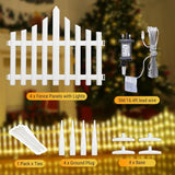 Decorative LED Fence Lights with Multiple Lighting Modes & Easy Clip-On Installation - Set of 8, Warm White - 280 × 28.5 CM