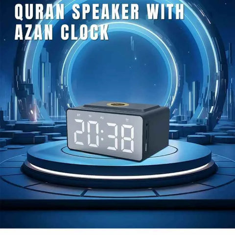 KKF, Digital Azan, Quran Speaker Alarm Clock with Bluetooth, 8GB Memory, FM Radio & LED Display