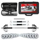 30KG Adjustable Chrome Dumbbell Set with Barbell Connector