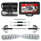 30KG Adjustable Chrome Dumbbell Set with Barbell Connector
