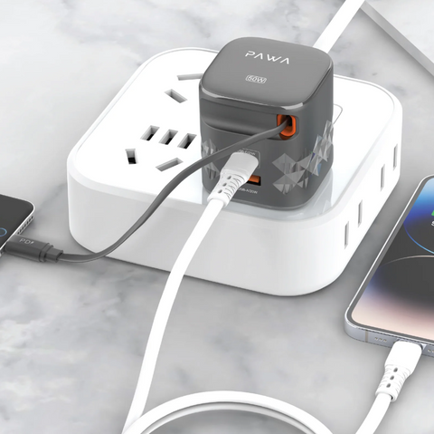 Buy Pawa Retro 50W UK Charger with Type-C Retractable Cable - Black Online in Be3ah Kuwait