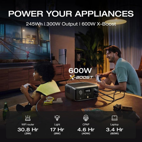 EcoFlow RIVER 3 Portable Power Station 245Wh with 300W Output, X-Boost 600W & Fast Charging