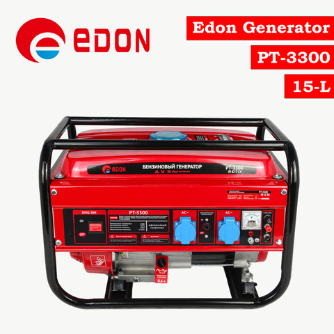Edon, Gasoline Generator 3300W with 208cc Engine, 15L Fuel Tank & Manual Start (PT3300)