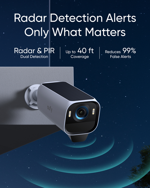 Eufy Cam S3 Pro, Add-On Camera – 4K, Radar + PIR Detection, SolarPlus 2.0, MaxColor Vision, IP67