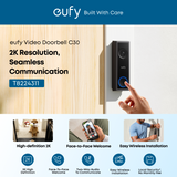 Eufy Video Doorbell C30 – 2K FHD Wireless Doorbell Camera with Local Storage & Two-Way Audio