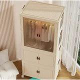 Home Kid Clothes Toy Organizer Folding Plastic Storage box Cabinet(with 10pcs hanger)size 66*43*143cm