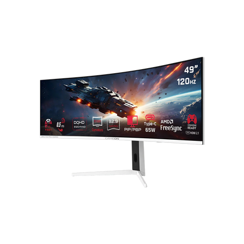 شاشة ألعاب جيم أون GOAC49DQHD120 من سلسلة Spectra Pro X مقاس 49 بوصة بدقة DQHD ومعدل تحديث 120Hz ومنحنية (تدعم PS5) - أبيض