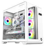 GAMEON Infinity Midnight Series ARGB Mid Tower Gaming Case - White (4 ARGB Fans Included)
