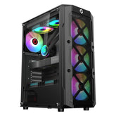 GAMEON TRIDENT III-M POWERFORGE Series Mid Tower Gaming Case with 750Watt Power Supply Pre-Installed - Black (4 ARGB Fans Included)