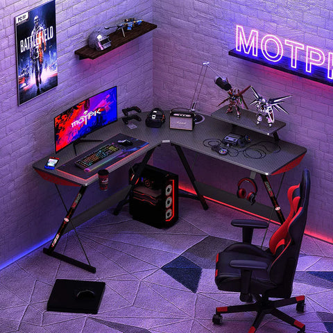 GAMEON L-Shaped Slayer I Series Gaming Desk (129x129x74cm) - Table Top (80x46cm)