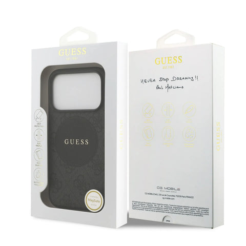 Guess, MagSafe 4G PU Leather Case with Round Patch & Classic Logo, iPhone 17 Pro