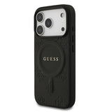 Guess, MagSafe PU Leather Case with Classic Logo & Peony Hot Stamp Design, iPhone 17 Pro