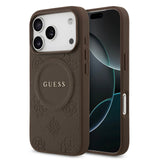 Guess, MagSafe PU Leather Case with Classic Logo & Peony Hot Stamp Design, iPhone 17 Pro