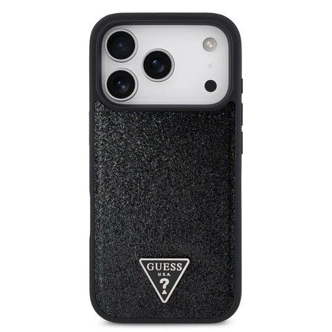 Guess, MagSafe PU Leather Fixed Glitter Case with Triangle Logo, iPhone 17 Pro Max