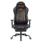 Gamax BS-7969 Leather Gaming Chair with 2D Armrests & Retractable Footrest - Black