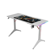 Gamax D2208W RGB Carbon Fiber Gaming Table 120x60x74cm with Mousepad - White