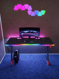 Gamax D2501 3-Sides RGB Carbon Fiber Gaming Table 120x60x74cm with Mousepad - Black