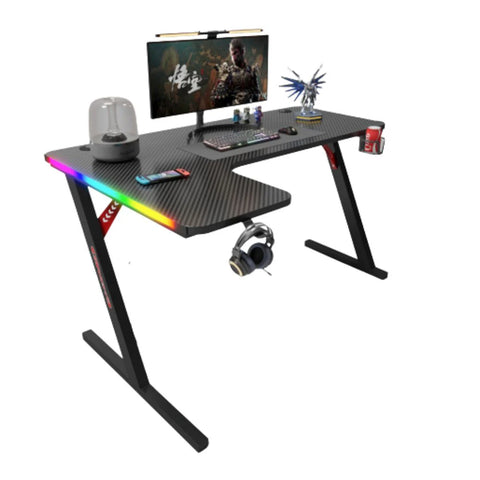 Gamax P201-LB RGB Carbon Fiber Gaming Table 140x100x74cm with Mousepad (L-Shape Left) - Black