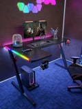 Gamax P201-LB RGB Carbon Fiber Gaming Table 140x100x74cm with Mousepad (L-Shape Left) - Black