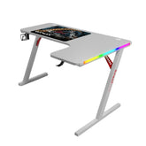Gamax P201-RW RGB Carbon Fiber Gaming Table 140x100x74cm with Mousepad (L-Shape Right) - White