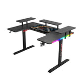 Gamax P203 RGB Carbon Fiber Gaming Workstation Desk with Multi-Level Shelves & Mousepad 160x100x74cm - Black