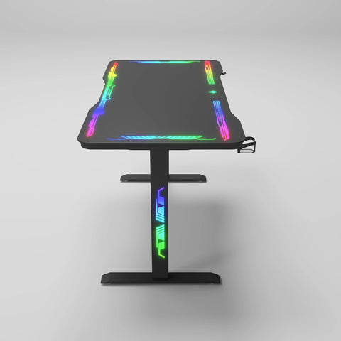 Gamax P206 Tempered Glass Surface Gaming Table 120x60x74cm with Mousepad & Full RGB - Black