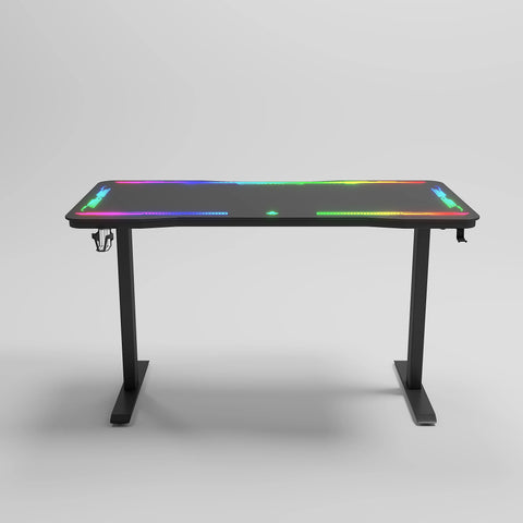 Gamax P206 Tempered Glass Surface Gaming Table 120x60x74cm with Mousepad & Full RGB - Black