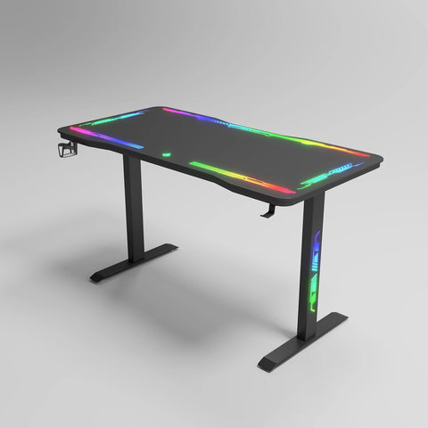 Gamax P206 Tempered Glass Surface Gaming Table 120x60x74cm with Mousepad & Full RGB - Black