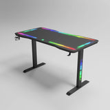 Gamax P206 Tempered Glass Surface Gaming Table 120x60x74cm with Mousepad & Full RGB - Black