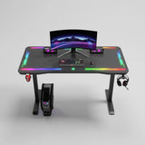 Gamax P206 Tempered Glass Surface Gaming Table 120x60x74cm with Mousepad & Full RGB - Black