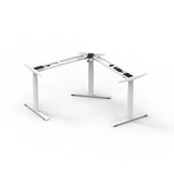 Gamvity L-Shaped Electric Standing Desk, 3-Leg Height Adjustable Ergonomic Workstation - Grey / White Oak
