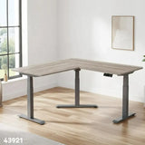 Gamvity L-Shaped Electric Standing Desk, 3-Leg Height Adjustable Ergonomic Workstation - Grey / White Oak